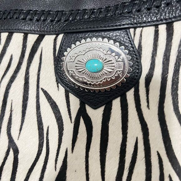CHI by Falchi Purse Shoulder Bag Black Zebra Animal Print Leather Designer - Picture 9 of 10